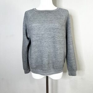 Nili Lotan Gray Raglan Sleeve Sweatshirt Crewneck Pullover Made in USA XS